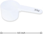 Measure spoons | measuring spoons set of 6 | exact dosing 3 gram scoop, 5 gram scoop, 7,5g, 10g, 15g, 30g | kitchen measuring set for powder and liquids | plastic medicine spoon and cups