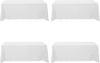 BRILLMAX 4 Pack White Tablecloths for 8 Foot Rectangle Tables 90 x 156 Inch - 8ft Rectangular Bulk Linen Polyester Fabric Washable Cloth Cover for Wedding Reception Banquet Birthday Party