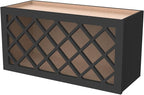 Solid Wood RTA Wine Bottle Rack Wall Cabinet with Lattice Panels - Wine Storage for Bar, Pantry, Cellar & Countertop - Mocha (Charcoal Black, 36'W 12'D 15'H)
