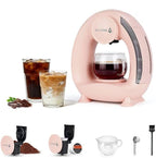 Single Serve Coffee Maker For K Cup Pod and Coffee Grounds /Tea, Fast Brew in 2 minutes, 2 IN 1 One Button Coffee Machine 4-8 Oz Brew Sizes, Stylish＆Compact For Home, Office, RV and Dorm, Pink