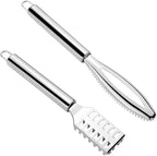 Fish Scaler Remover, Fish Scales Scraping Tool, Fishes Scaler Scraper with Grip Handle Fast Cleaning Skin Steel Brush Fishes Peeling Scraper(COLOR:Silver)