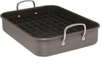 Rachael Ray Brights Hard Anodized Nonstick Roaster / Roasting Pan with Rack - 16 Inch x 12 Inch, Gray
