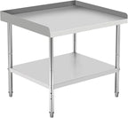36x28x30 in Stainless Steel Equipment Grill Stand Table 400 LBS Capacity NSF Certified with Adjustable Legs, 2 in Edge Baffle, for Hotel, Home, Commercial Restaurant Kitchen