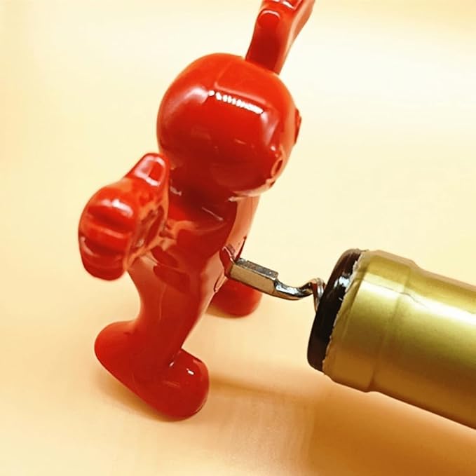 Funny Red Man 3 Pcs Wine & Beer Opener Set – Novelty Corkscrew, Bottle Opener & Stopper – Gag Gift for White Elephant, Housewarming, Birthday for Men – Unique Bar Tools