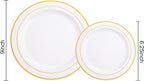 NOCCUR 200PCS Gold Plastic Plates - 100 Dinner / 100 Dessert Disposable Plates Heavy Duty - Ideal for Wedding/Party/Christmas