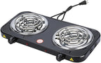 Compact and Portable Countertop Burner- Countertop Double Coiled Burner 2000 Watts Electric Hot Plate Temperature Controls Black