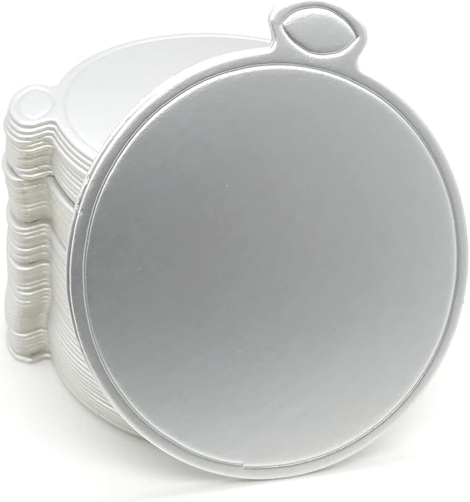 100pcs Mini Cake Boards, 3.1" Mini Round Cardboard, Mousse Cupcake Base for Cake Dessert, Silver