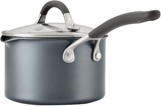 Circulon A1 Series w/ScratchDefense Nonstick Induction Straining 2qt SaucePan with Lid, Induction Cookware, 2-Quart Sauce Pan with Lid, Graphite