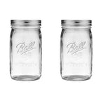 Ball Wide Mouth Glass Mason Jars with Lids and Bands, Used for Canning, Pickling, Juice, Jam, Jelly, Quart Size 32 Ounce (Pack of 2)