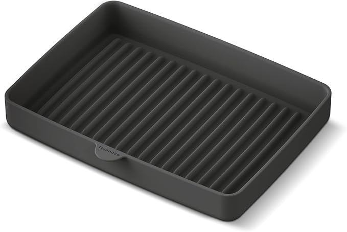 Teranuvo Silicone Oven Tray compatible with BALMUDA The Toaster Oven - safe to use, non toxic, durable, dishwasher safe, heat resistant, silicone liners for air flow and drain oil, non stick (Grey)