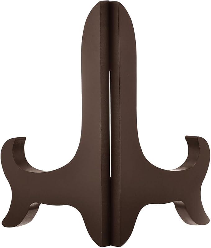 uxcell 4" Easel Plate Holder, Wooden Folding Display Stand Brown for Decorative Picture Frame