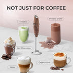 Zulay Kitchen Powerful Milk Frother Wand With 4 AA Duracell Batteries - Ultra Fast Handheld Drink Mixer - Electric Whisk Foam Maker for Coffee, Lattes, Cappuccino, Matcha & Creamer - Walnut