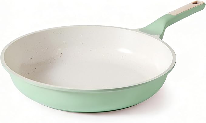 SENSARTE Nonstick Ceramic Frying Pan 12.5-Inch, Healthy Non Toxic Skillet, Induction Compatible Omelet Pan with Heat Resistant Handle, PFAS-Free, Mint Green