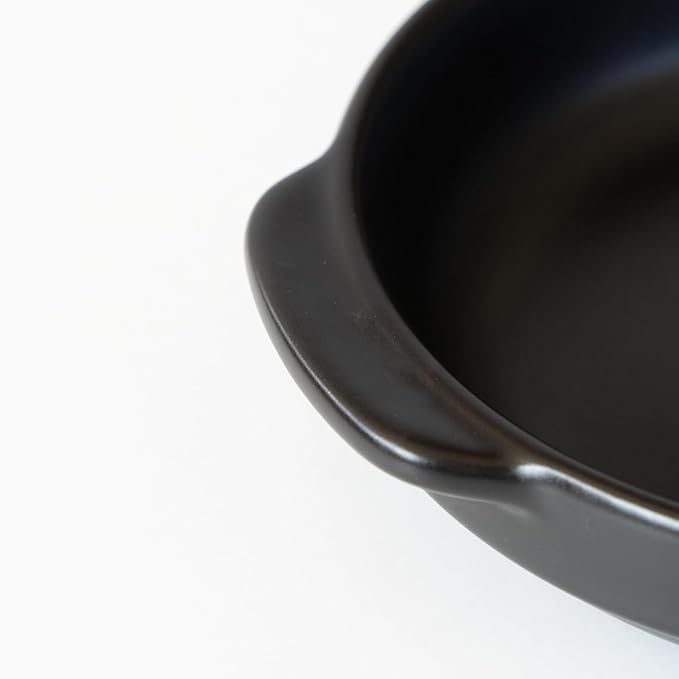 Santo Banko Ware Au Gratin Dish, Large, 22.0 fl oz (650 ml), Heat Resistant, Oven-safe, Direct Fire, Microwave, Dishwasher Safe, Stackable, Black, Made in Japan