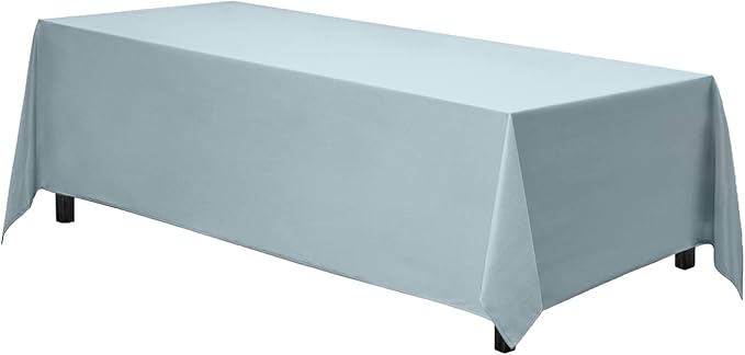 Gee Di Moda Rectangle Tablecloth - 90 x 156 Inch Baby Blue Table Cloth for 8 Foot Tables with Floor-Length Drop - Heavy Duty Washable Fabric for Holiday Party, Dinner, Weddings & Baby Shower
