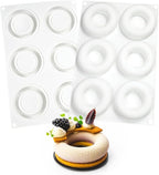 3D Donut Silicone Mold, Cupcake Baking Pan Mousse Tray Molds, Kitchen Cake Decorating Fondant Mould for Pumpkin Shaped Baking Mousse Cake, 6-Cavity Non-Stick Silicone Moulds (D_ Donut)