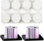 3D Small Cylinder Square Shape 8 Holes Non-stick Silicone Mold for DIY Pastry Jelly Cupcakes Mousse Ice Cream Chocolate Utensil (Cylinder Square I_11.88 X6.8 X1.76 inch)
