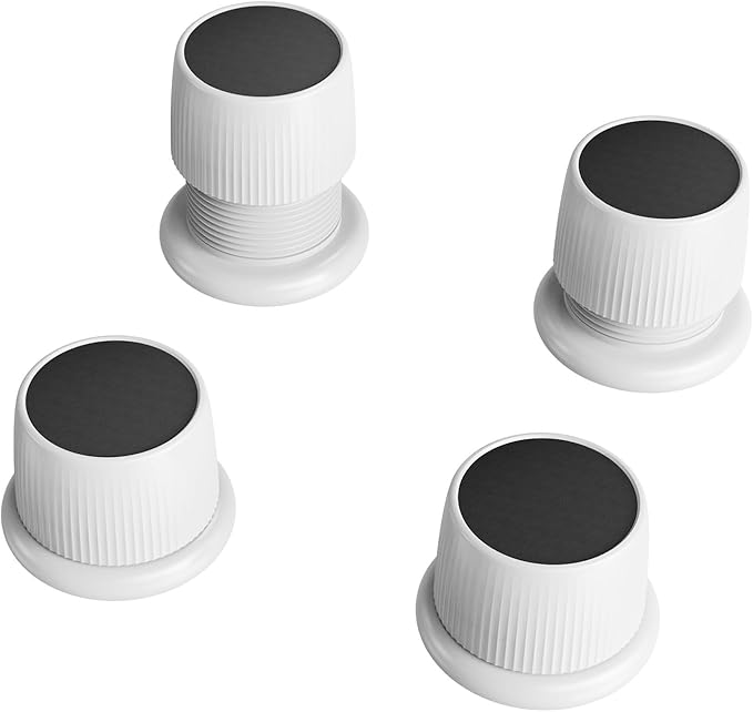 Microwave Risers - Adjustable Height (1.6in-2.6in) Microwave Oven Feet, 4-Pack Non-Slip Microwave Cooling Stand for Small Appliances (Microwave, Air Fryer) & Furniture (Sofa, Table) White