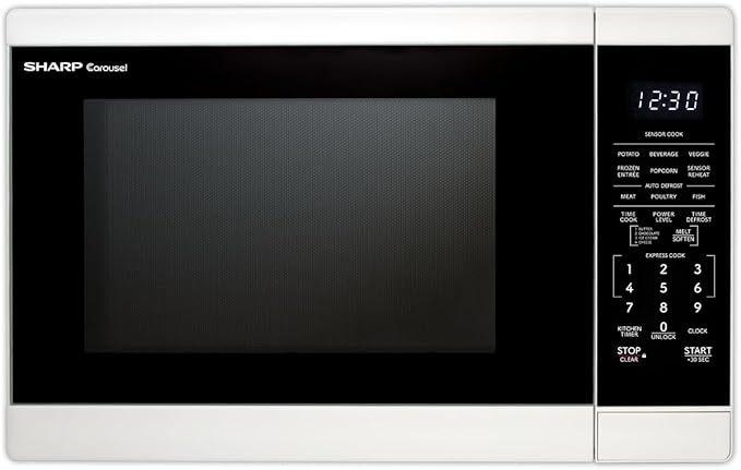 SHARP Countertop Microwave Oven with Removable 12.4" Carousel Turntable, 1100 Watt, 1.4 Cubic Feet, White