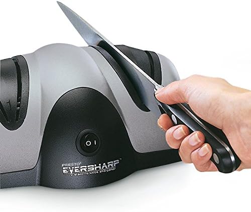 Presto 08800 EverSharp Electric Knife Sharpener, 2-Stage System, Silver/Black