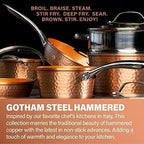 Gotham Steel Hammered 15 Pc Ceramic Cookware Set Nonstick, Induction Pots and Pans Set Non Stick with Bakeware Set & Steamer for Cooking, Non Toxic PFOA PFOS Free, Oven & Dishwasher Safe - Copper