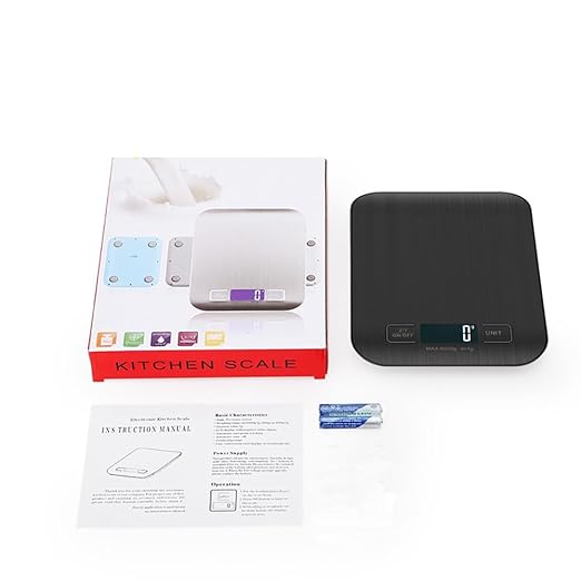 Digital Shipping Scale,Stainless Steel Panel, Accurate Portable Postal Scale for Packages, Small Business,Kitchen, Food, Handmade, Liquids, and Boutique (Black Battery (5kg/1g))