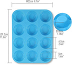 Silicone Muffin Pan, Cupcake Pan, 12 Cups, Food Grade Egg Muffin Baking Silicone Molds, Non-stick, 3 Pcs