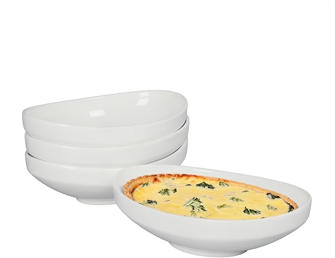 Au Gratin Baking Dishes 9'' x 6'', 28 OZ Ceramic Oval Baking Dish for Single Serving, Individual Casserole Dishes Oven Safe, Set of 4 Oval serving bowl for food, Side Dishes, Salad, Pasta