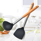 Food Grade Silicone Kitchenware Spatula Wooden Handle Set Kitchen Cooking Tools