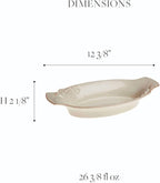 Casafina Ceramic Stoneware 13" Oval Gratin - Madeira Harvest Collection, Vanilla Crème | Microwave & Dishwasher Safe Dinnerware | Food Safe Glazing | Restaurant Quality Serveware