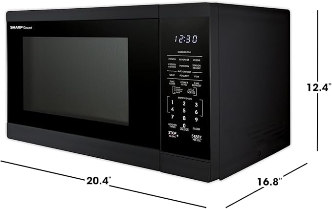 SHARP Countertop Microwave Oven with Removable 12.4" Carousel Turntable, 1100 Watt, 1.4 Cubic Feet, Black