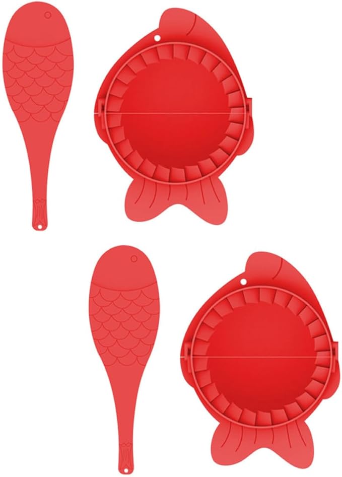 BESPORTBLE Dumpling Maker Set with Spoons 4pcs Red Dumpling Press Molds Kitchen Gadget and Pastry Wrapping Cooking Tools