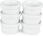 Mini Ramekins 1 oz. 30 ml|Microwave & Oven Safe, Porcelain Souffle Dish, Dipping Sauce, & Small Dessert Cups| 6 Count