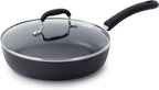 T-Fal Experience Non Stick Fry Pan w/Lid 10 Inch, Induction, Oven Broiler Safe 400F, Compatible with All Cooktops, Cookware, Deep Frying Pan, Cooking Skillet, Pots and Pans, Dishwasher Safe, Black