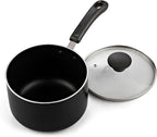 Cook N Home Nonstick Sauce Pan with Glass Lid 3-Qt, Multi-purpose Pot Saucepan Kitchenware, Black, Aluminum