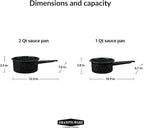 Granite Ware Non-Stick Saucepan Set with Steel Core, 1 & 2 Quart - Durable & Scratch-Resistant Pot for Soups and Sauces - Fast, Even Heating - Non-Toxic Cookware Essentials (Speckled Black)