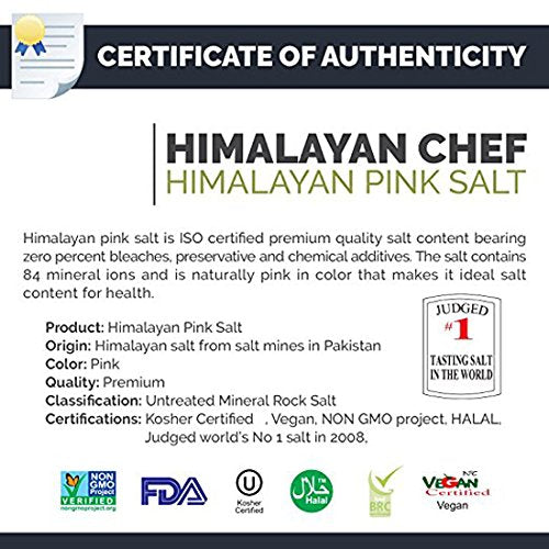 Himalayan Chef Pink Himalayan Salt Fine Grain, 1 lb Bag - Pure, Natural, Kosher, Non-GMO, Mineral-Rich, for Cooking, Seasoning, Baking, Table Use
