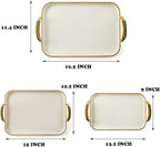 JEESA 3-Pack Serving Tray with Handles, Platters for Serving Food Turkey Cookie Appetizer Snack, Reusable Plastic, Stackable, for Holiday, Party, White