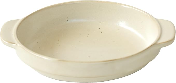 Santo Banko Ware Gratin Dish for One Person Capacity 13.5 fl oz (400 ml) Heat Resistant Pottery Oven Safe Direct Fire Microwave Dishwasher Safe Stackable Beige Made in Japan