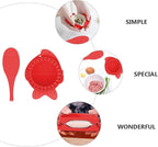 Dumplings Maker Tools Set with 4 Plastic Molds and Spoons Red Dumpling Press for Homemade Wrappers Kitchen Baking Gadgets for Family Cooking
