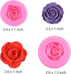 OBTANIM 2 Pcs Bloom 3D Rose Flower Fondant Silicone Molds for Chocolate Cake Soap Candy Pastry Dessert