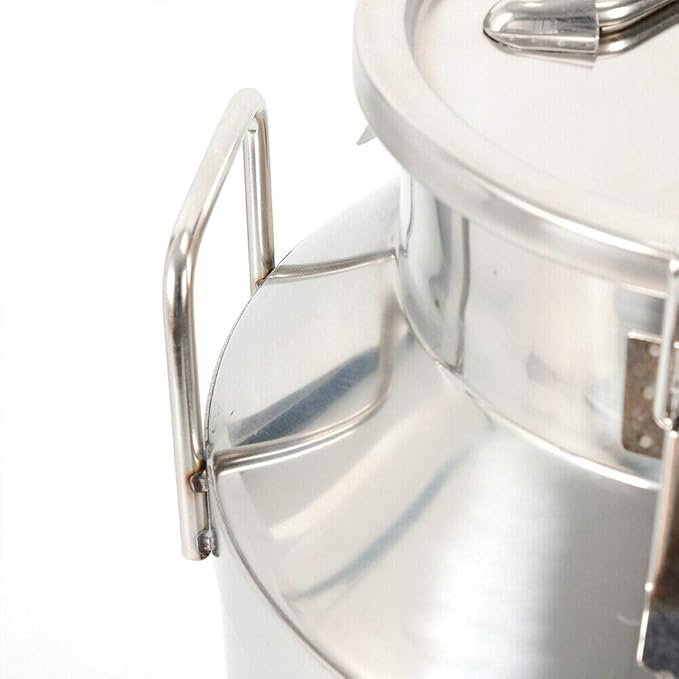 304 Stainless Steel Milk Can Large 12L-60L Capacity Milk Bucket Ice Buckets Bar Tools Wine Pail Bucket Milk Can Tote Jug with Sealed Lid Heavy Duty for Milk and Wine Liquid Storage (50L)