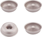 CHEFMADE Mini Donut Cake Pan Set, 3-Inch 4Pcs Non-Stick Ring Doughnut Bakeware for Oven and Instant Pot Baking (Champagne Gold)