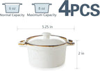 ONEMORE Ramekins with Lids, 6 oz Oven Safe Ceramic Mini Casserole Dish with Lid & Brown Rim for French Onion Soup, Speckled Mini Dutch Oven Cocotte Set of 4 for Individual Serving, Creamy White