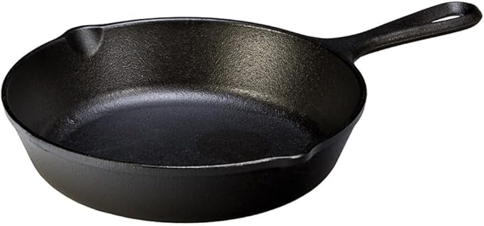 Lodge Seasoned Cast Iron Skillet - PFAS-Free, Non-Toxic Cookware - Use with an Oven, Stove, Grill, or Campfire - Naturally Non-Stick & Oven Safe - 8 Inches