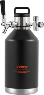 Beer Growler Tap System, 128Oz 4L Mini Keg, 304 Stainless Steel Pressurized Beer Growler, Keg Growler with Pressure Display, CO2 Regulator Faucet, Leak-Proof Ring For Draft, Homebrew, Craft Beer