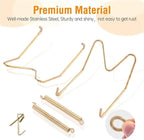 Bilillo 6 Pieces Invisible Heavy Duty Plate Holder, Stainless Steel Plate Hangers for The Wall, Plate Hangers for Display with Wall Hooks, Suitable for 4-5 inch Decorative Plates and Arts (Gold)