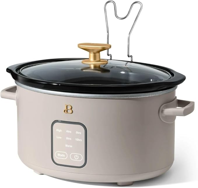 Beautiful 4-Quart Programmable Slow Cooker with Touch-Activated Display, Digital Timer, Keep-Warm Function & Removable Non-Stick Pot