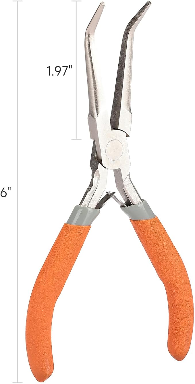 SIDAZON Fish Bone Pliers/Tweezers 6 Inches Bent nose pliers Curved Stainless Steel With Non-Slip Grip