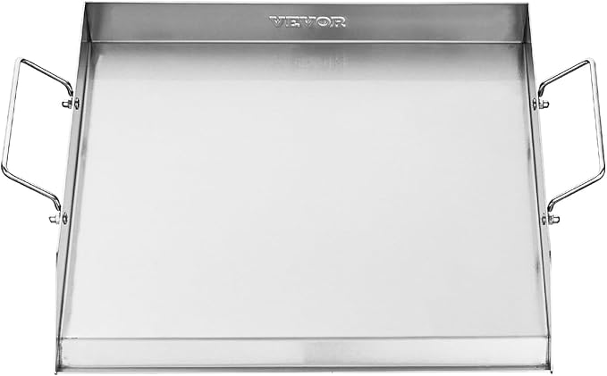 VEVOR Stainless Steel Griddle, 18x16 inch Universal Flat Top Rectangular Plate, Gas Grill Griddle for BBQ Grill, Teppanyaki, Portable Family Cookware with Handle, for Camping Tailgating Party